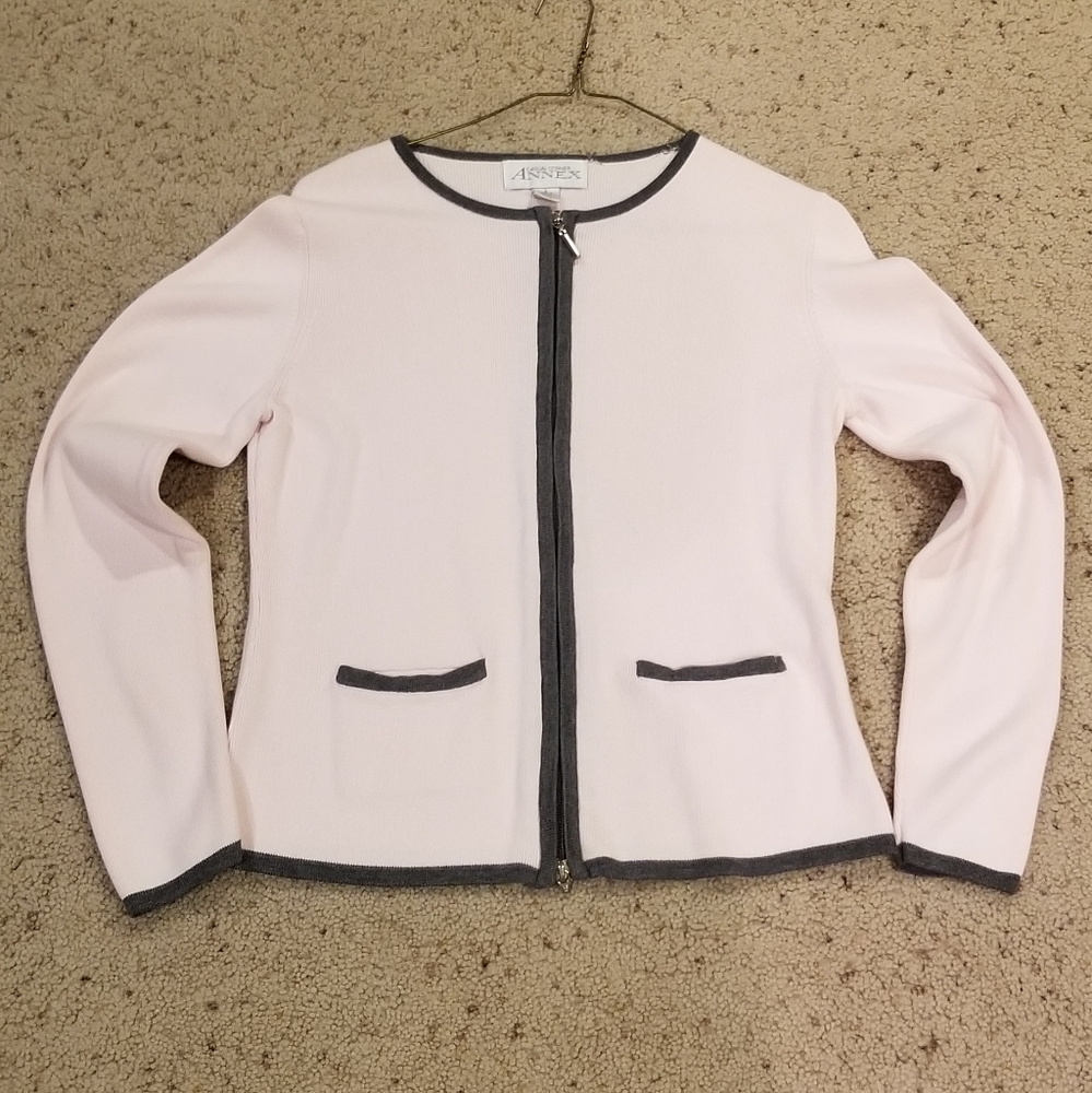 Casual Corner pink zip-up sweater
